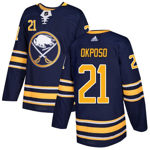 Men Adidas Buffalo Sabres #21 Kyle Okposo Navy Blue Home Authentic Stitched NHL Jersey